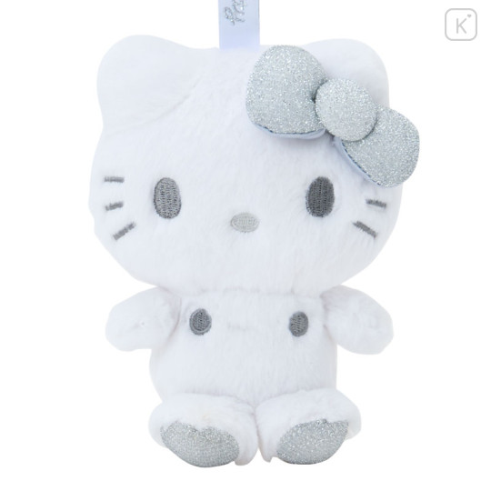 Japan Sanrio Fluffy Glitter Mascot Holder - Hello Kitty : White - 2