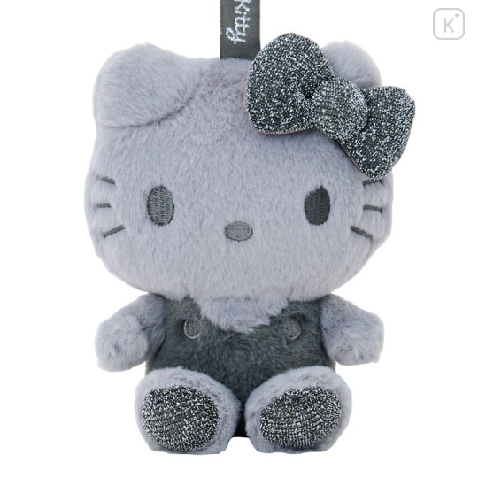 Japan Sanrio Fluffy Glitter Mascot Holder - Hello Kitty : Gray - 2