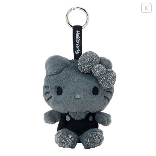 Japan Sanrio Fluffy Glitter Mascot Holder - Hello Kitty : Black - 1