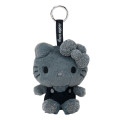 Japan Sanrio Fluffy Glitter Mascot Holder - Hello Kitty : Black - 1
