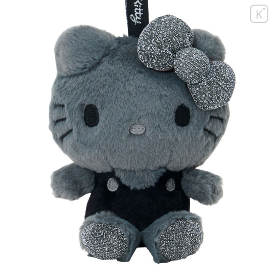 Japan Sanrio Fluffy Glitter Mascot Holder - Hello Kitty : Black - 2