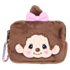 Japan Monchhichi Plush Pass Case Card Holder Pouch - Monchhichi-chan : Face