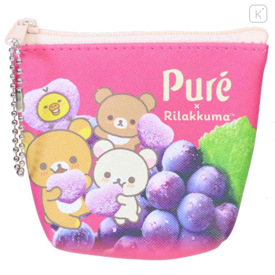 Japan San-X Triangular Mini Pouch - Rilakkuma : Pure Gummy Grape Pink - 1