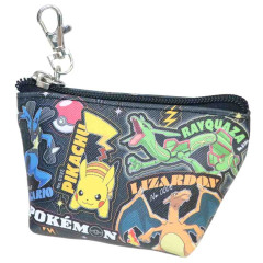 Japan Pokemon Triangular Mini Pouch - Charizard / Lizardon & Pikachu & Snorlax : I Choose You! Black