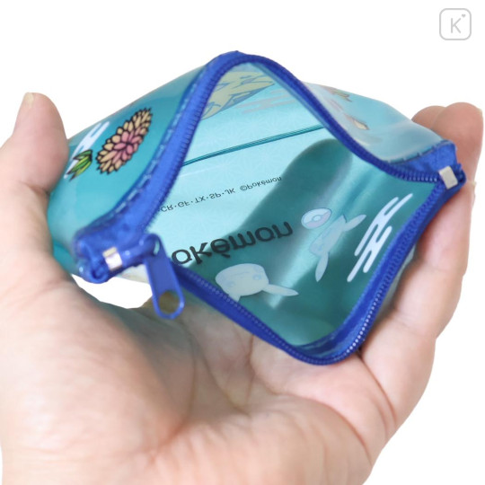 Japan Pokemon Mini Clear Flat Pouch - Pikachu : Japanese Plum Blossom Blue - 3