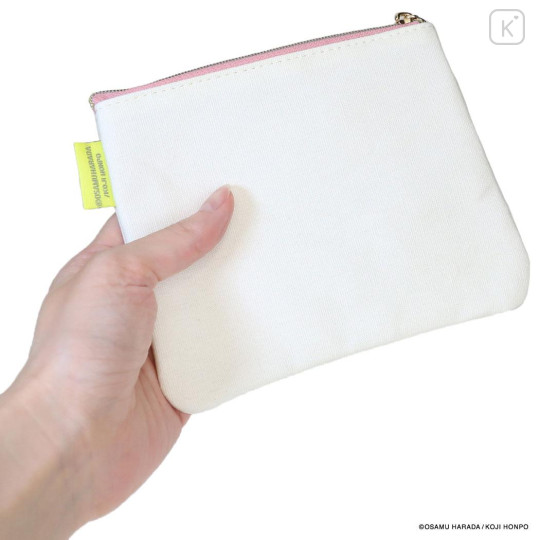 Japan Osamu Goods Mini Embroidery Flat Pouch - Jill White Pink - 2