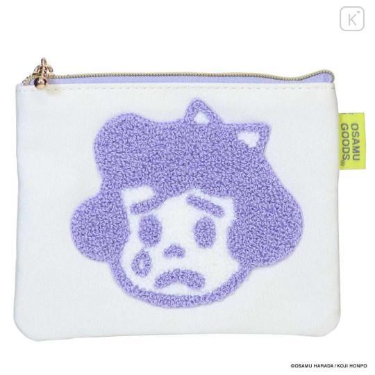 Japan Osamu Goods Mini Embroidery Flat Pouch - Crying Girl Purple - 1