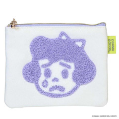 Japan Osamu Goods Mini Embroidery Flat Pouch - Crying Girl Purple