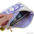 Japan Osamu Goods Mini Embroidery Flat Pouch - Crying Girl Purple - 3