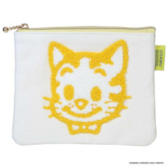Japan Osamu Goods Mini Embroidery Flat Pouch - Cat Smile