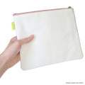 Japan Osamu Goods Embroidery Flat Cosmetic Pouch - Jill White Pink - 2
