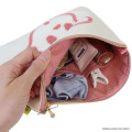 Japan Osamu Goods Embroidery Flat Cosmetic Pouch - Jill White Pink - 3