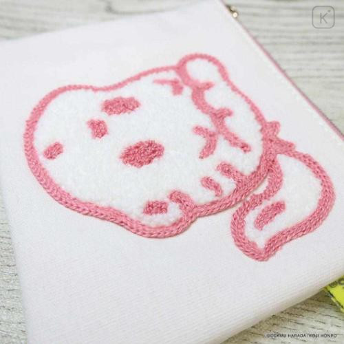Japan Osamu Goods Embroidery Flat Cosmetic Pouch - Jill White Pink - 4