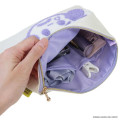 Japan Osamu Goods Embroidery Flat Cosmetic Pouch - Crying Girl White Purple - 3