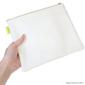 Japan Osamu Goods Embroidery Flat Cosmetic Pouch - Cat White Yellow - 2