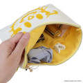 Japan Osamu Goods Embroidery Flat Cosmetic Pouch - Cat White Yellow - 3