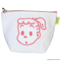 Japan Osamu Goods Embroidery Cosmetic Pouch - Jill White Pink
