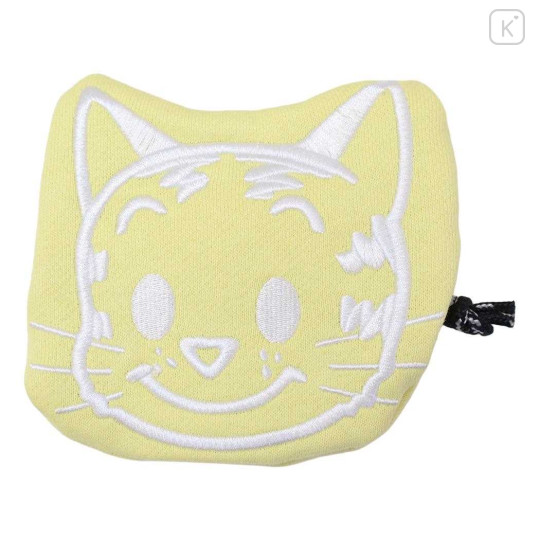 Japan Osamu Goods Face-Shaped Mini Pouch - Cat Yellow - 1