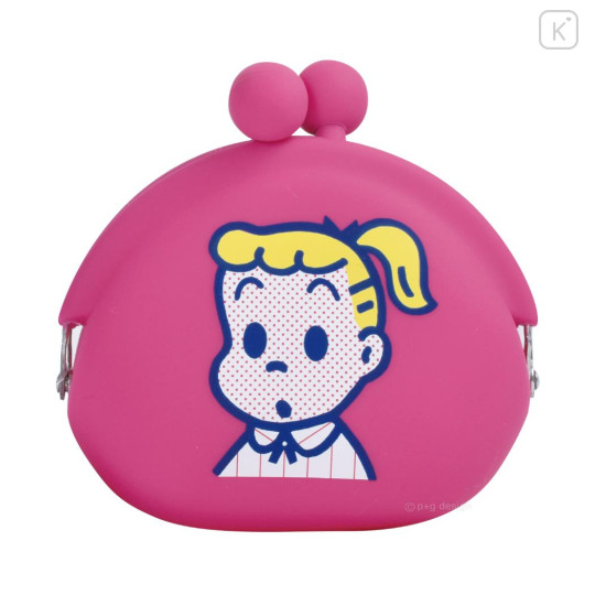 Japan Osamu Goods Pochi Silicone Mini Accessory Clasp Pouch - Girl Jill Pink - 1