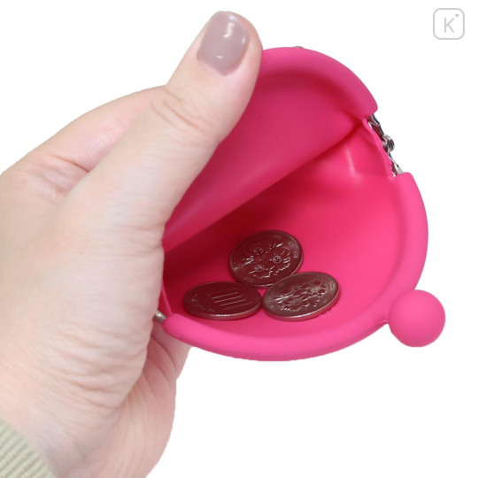 Japan Osamu Goods Pochi Silicone Mini Accessory Clasp Pouch - Girl Jill Pink - 3