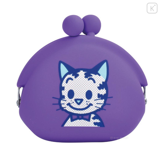 Japan Osamu Goods Pochi Silicone Mini Accessory Clasp Pouch - Cat Purple - 1
