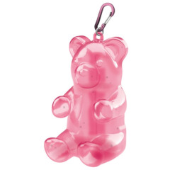 Japan Sun-Star GumiGuma Clear Pencil Case Pen Pouch & Smartphone Stand with Carabiner - Pink Peach Bear