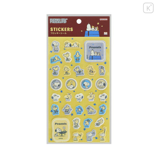 Japan Peanuts Flocky Sticker - Snoopy & Woodstock - 1