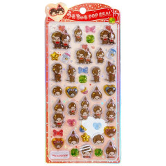 Japan Monchhichi Uruchuru Pop Seal - Monchhichi-chan & Monchhichi-kun