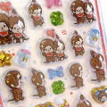 Japan Monchhichi Uruchuru Pop Seal - Monchhichi-chan & Monchhichi-kun - 2