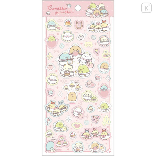 Japan San-X Gold Foil Clear Seal Sticker - Sumikko Gurashi : Angel and Devil's Tail Angel - 1
