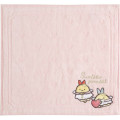 Japan San-X Embroidered Mini Towel - Sumikko Gurashi : Angel and Devil's Tail Ebifurai no Shippo Fried Shrimp Pink - 1
