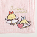 Japan San-X Embroidered Mini Towel - Sumikko Gurashi : Angel and Devil's Tail Ebifurai no Shippo Fried Shrimp Pink - 2