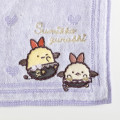 Japan San-X Embroidered Mini Towel - Sumikko Gurashi : Angel and Devil's Tail Ebifurai no Shippo Fried Shrimp Purple - 2