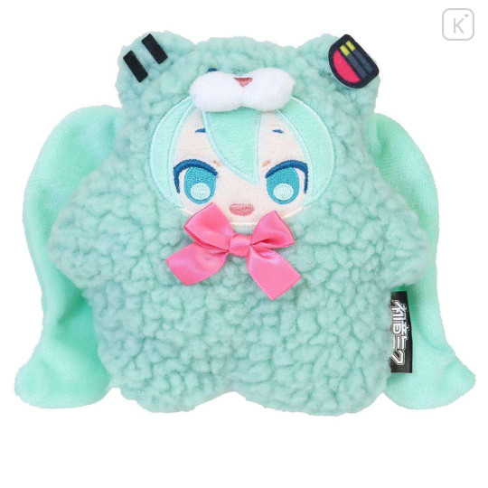 Japan Hatsune Miku Plush Pouch & Bag Charm - Turquoise Bear Costume Eye-Up - 1