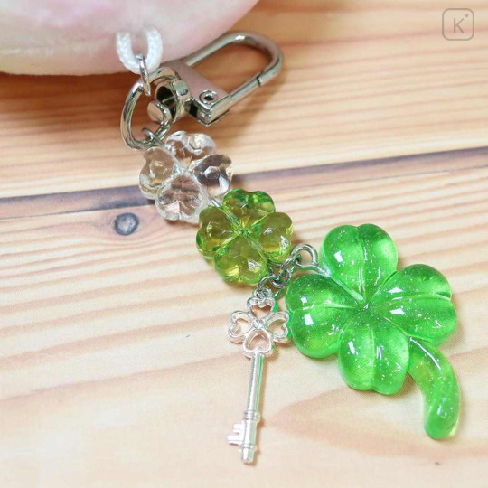 Japan Kamio Plush Keychain Bag Charm - Pukupuku Awawa Chan : Heisei Retro Smile Clover Charm - 3