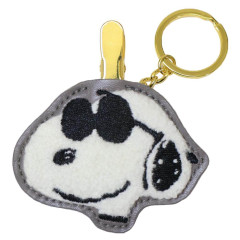 Japan Peanuts Embroidery Keychain Bag Charm & Clip - Snoopy : Joe Cool Face