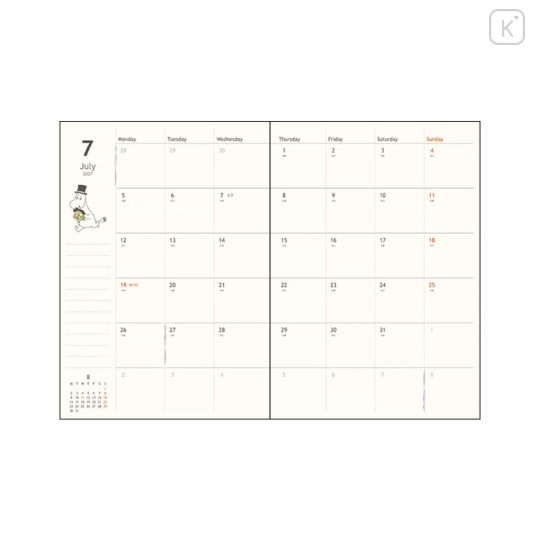 Japan Moomin B6 Monthly Schedule Book - Moomin : Characters Flower 2027 - 2