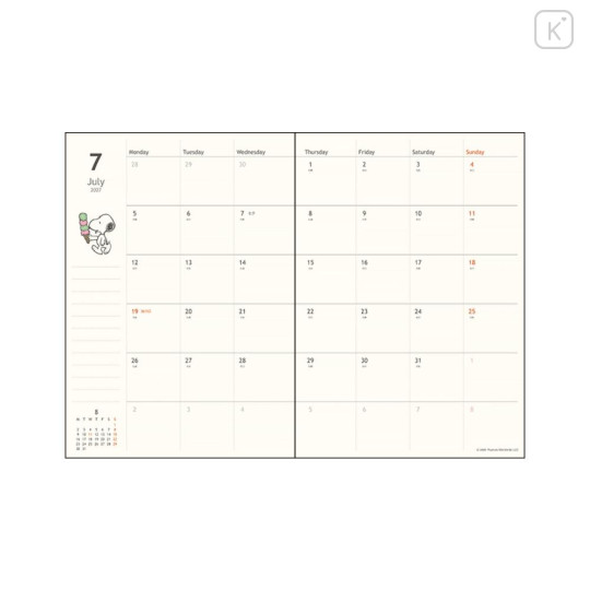 Japan Peanuts B6 Planner Monthly & Weekly Schedule Book - Snoopy : Charlie Comic 2027 - 2
