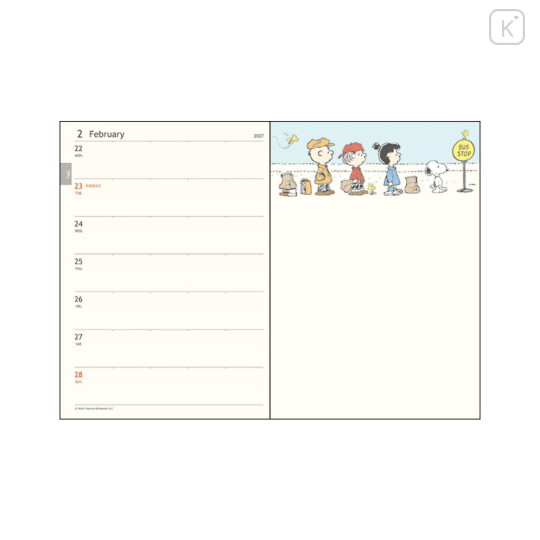 Japan Peanuts B6 Planner Monthly & Weekly Schedule Book - Snoopy : Charlie Comic 2027 - 3