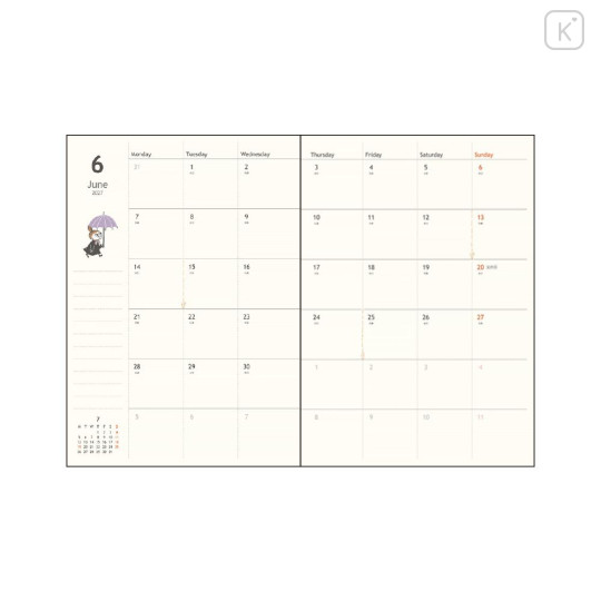 Japan Moomin B6 Planner Monthly & Weekly Schedule Book - Moomin : Characters 2027 - 2