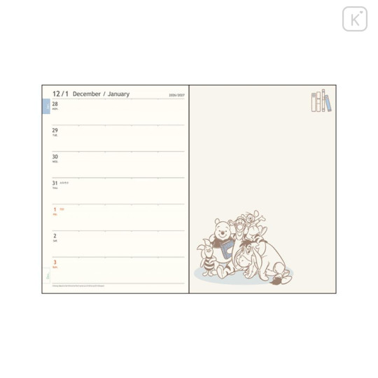 Japan Disney B6 Planner Monthly & Weekly Schedule Book - Piglet & Pooh : Orange Tree 2027 - 3