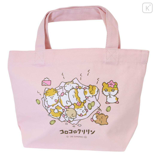 Japan Sanrio Mini Tote Bag - Corocorokuririn : The Whole Family Gather Pink - 1