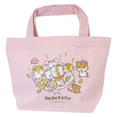 Japan Sanrio Mini Tote Bag - Corocorokuririn : The Whole Family Gather Pink