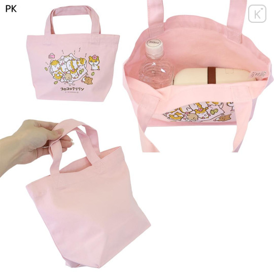 Japan Sanrio Mini Tote Bag - Corocorokuririn : The Whole Family Gather Pink - 2