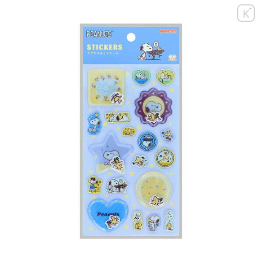 Japan Peanuts Capsule & Glitter Sticker - Snoopy & Woodstock - 1