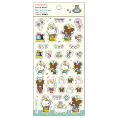 Japan Sanrio × The Bear's School Flocky Sticker - Hello Kitty : White