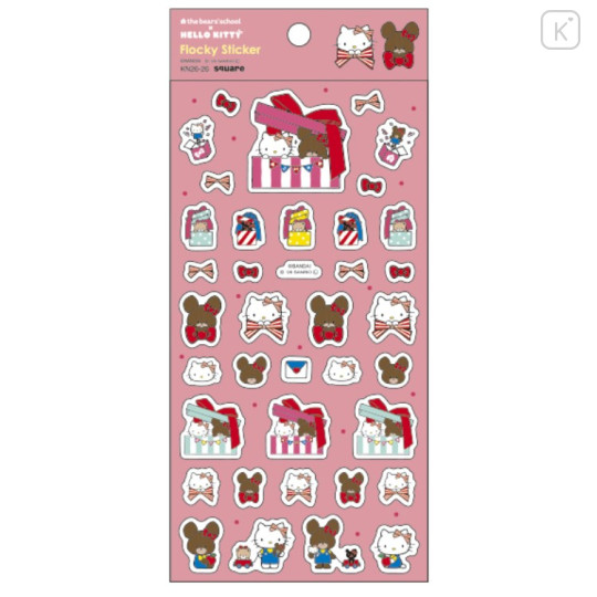 Japan Sanrio × The Bear's School Flocky Sticker - Hello Kitty : Pink - 1
