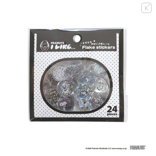 Japan Peanuts Flake Stickers - Snoopy : I like... Monotone - 1