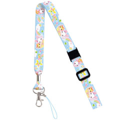 Japan Kamio Neck Strap - Happy March Cat & Rabbit : Heisei Retro Blue