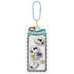 Japan Peanuts Shaker Acrylic Keychain - Snoopy : Joe Cool Face Glitter Sequins